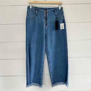 Funky Soul Women’s 26 Exposed Zipper Raw Hem Flare Jeans New NWT